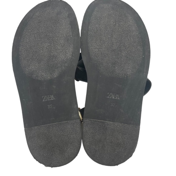 ZARA Leather Platform Sandal in Black Size 37 - Picture 6 of 8